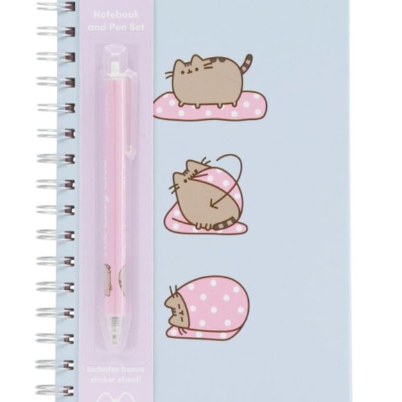 NWT PUSHEEN Spiral Hardcover Notebook with Pen and Stickers - Picture 2 of 7
